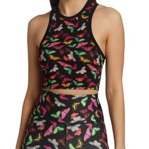 Alice + Olivia Butterfly Print Scoop Neck Crop Top